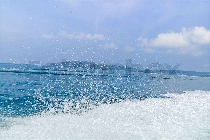 Bubble wave of speed boat on the sea, stock photo