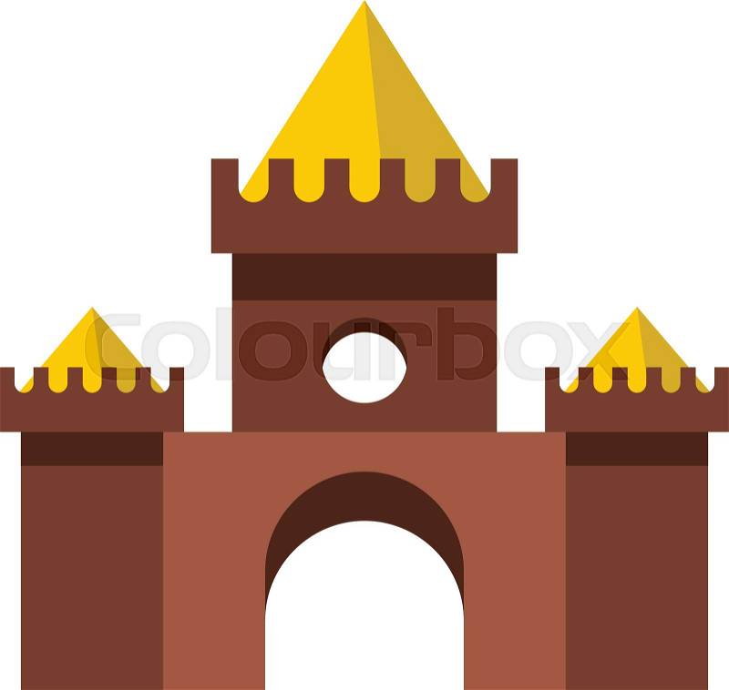 Brown castle icon in flat style isolated on white background vector illustration, vector