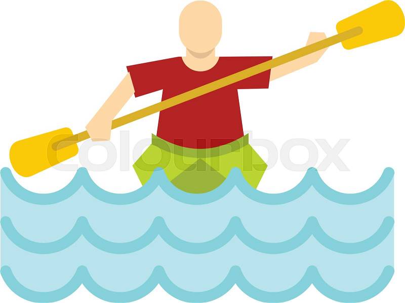Kayaking water sport, icon in flat style isolated on white background vector illustration, vector
