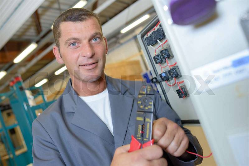 Wire cutter in factory, stock photo