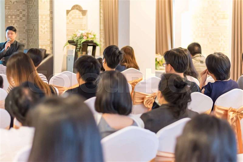 Business concept : asia people listen in business seminar presentation hall of hotel room with oil paint filter,selective focus. , stock photo