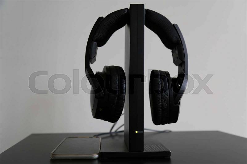 Audio headphone closeup concept creativity, stock photo
