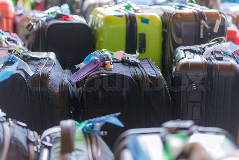 Luggage consisting of large suitcases rucksacks and travel bag, stock photo