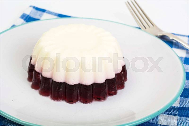 Delicious low-calorie dessert-Cherry Milk Jelly. Studio Photo, stock photo