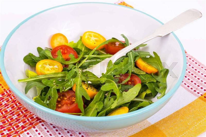 Healthy eating vegan vegetable salad on white background. Studio Photo, stock photo