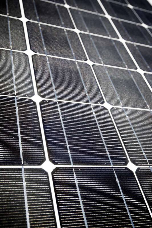 Detail of a photovoltaic panel for renewable electric production, stock photo
