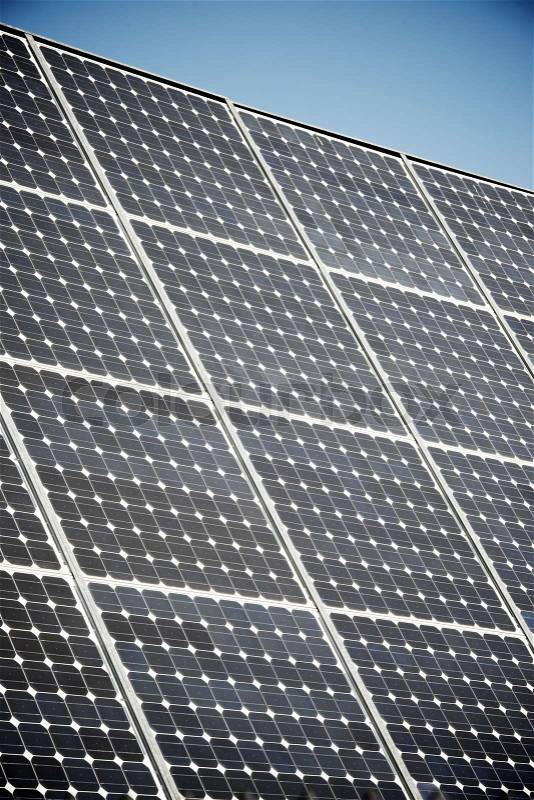Photovoltaic panel for renewable electric production, Navarra, Aragon, Spain, stock photo