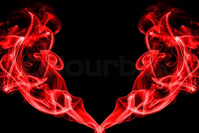 Abstract frame from movement of red smoke on black background for graphic design, stock photo