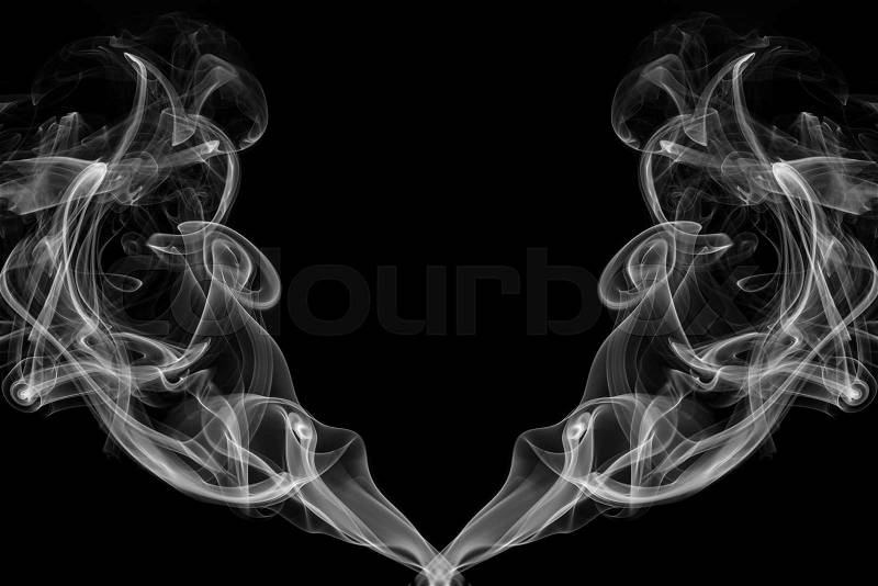 Abstract frame from movement of white smoke on black background for graphic design, stock photo