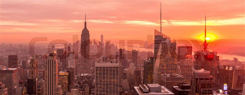 New York - DECEMBER 20, 2013: View of Lower Manhattan on December 20 in New York, USA. New York has one of the best night views, stock photo