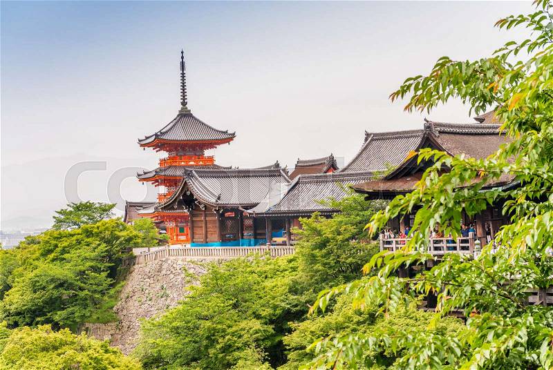 KYOTO, JAPAN - MAY 28, 2016: Beautiful Architecture in Kiyomizu-dera Temple Kyoto, Japan. Kyoto is a major city attraction in Japan, stock photo