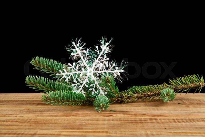 Christmas background - christmas decor on the wooden table, stock photo