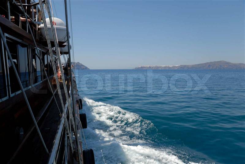 Sailing boat in the Aegean Sea, Greece, stock photo