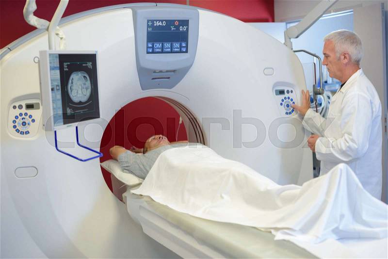 Setting the MRI program, stock photo