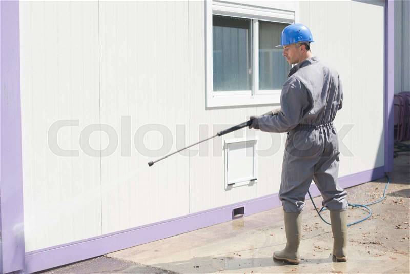 Working industrial cleaner, stock photo