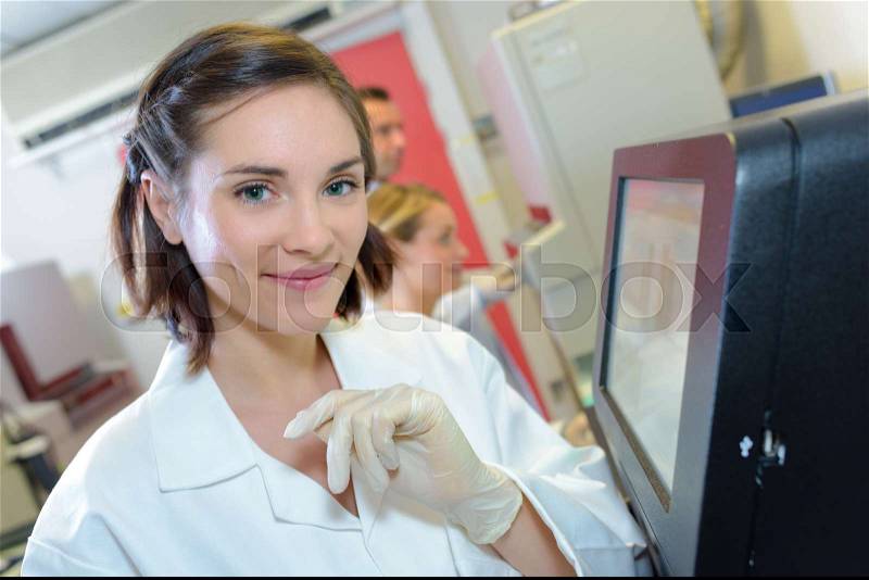 Portrait of female medical worker, stock photo