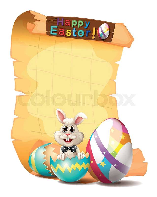 Paper template with easter bunny illustration, vector