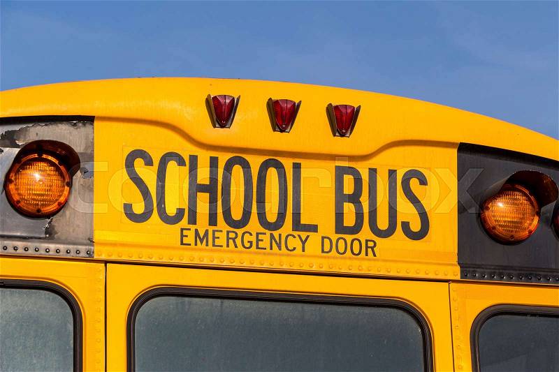 A typical american school bus yellow, stock photo