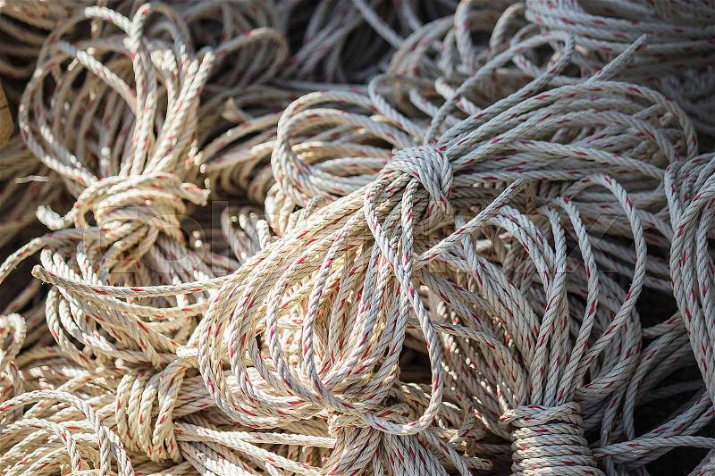 Old rope closeup, Twisted thick rope , stock photo