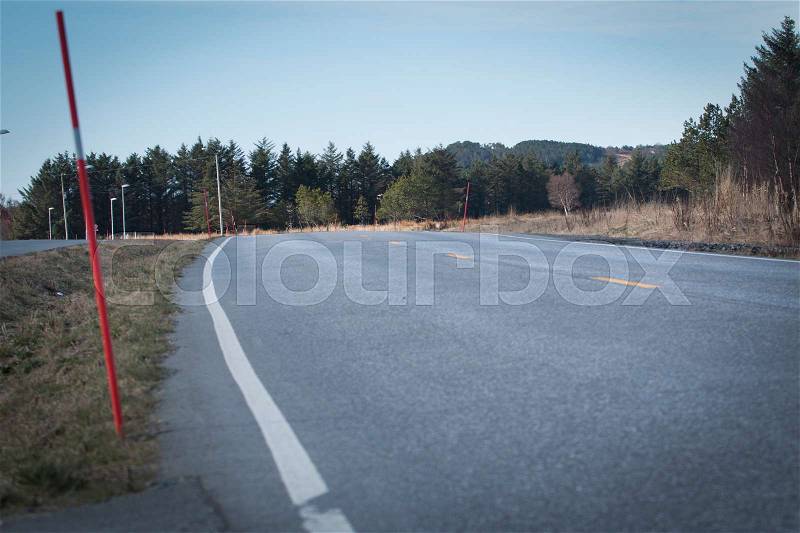Right turn on small road, stock photo