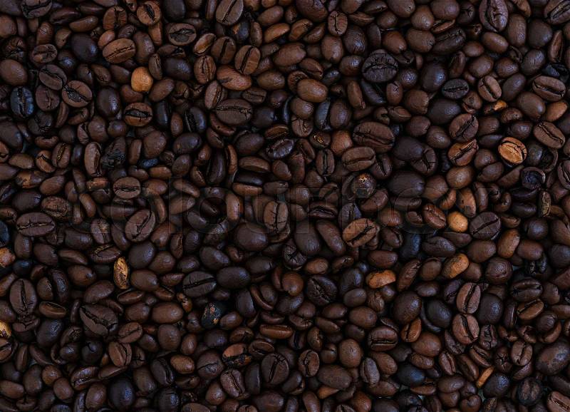Mixture of different kinds of coffee beans. Coffee background, stock photo