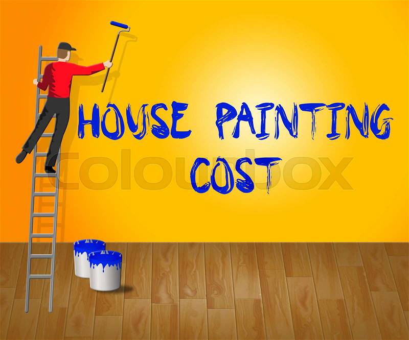House Painting Cost Showing House Paint 3d Illustration, stock photo