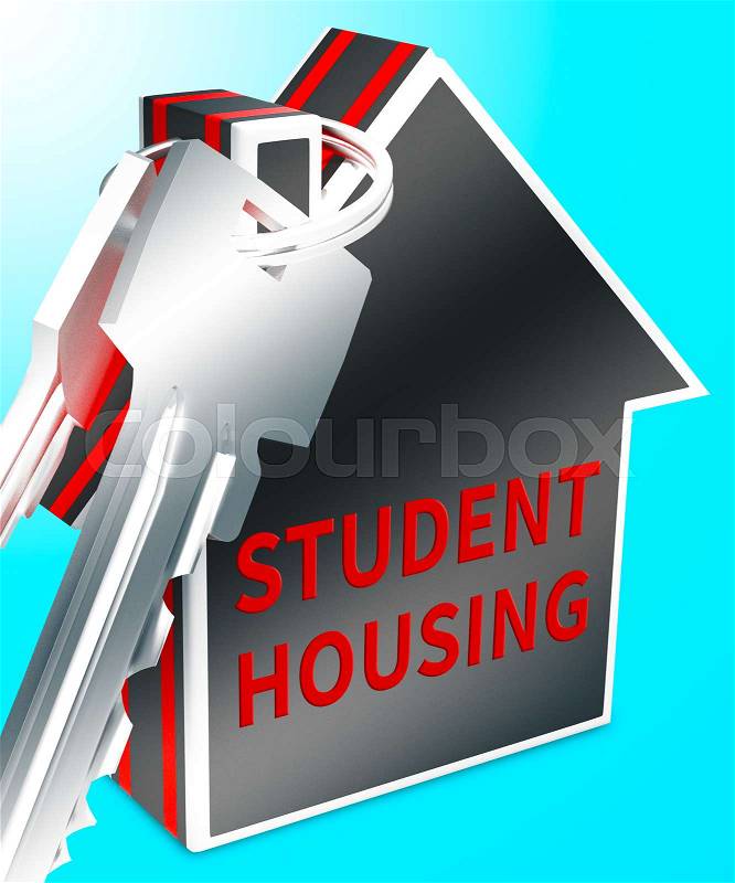 Student Housing Keys Shows University House 3d Rendering, stock photo