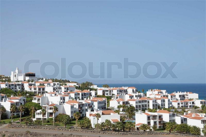 Vacation homes on Fuerteventura, Spain, stock photo