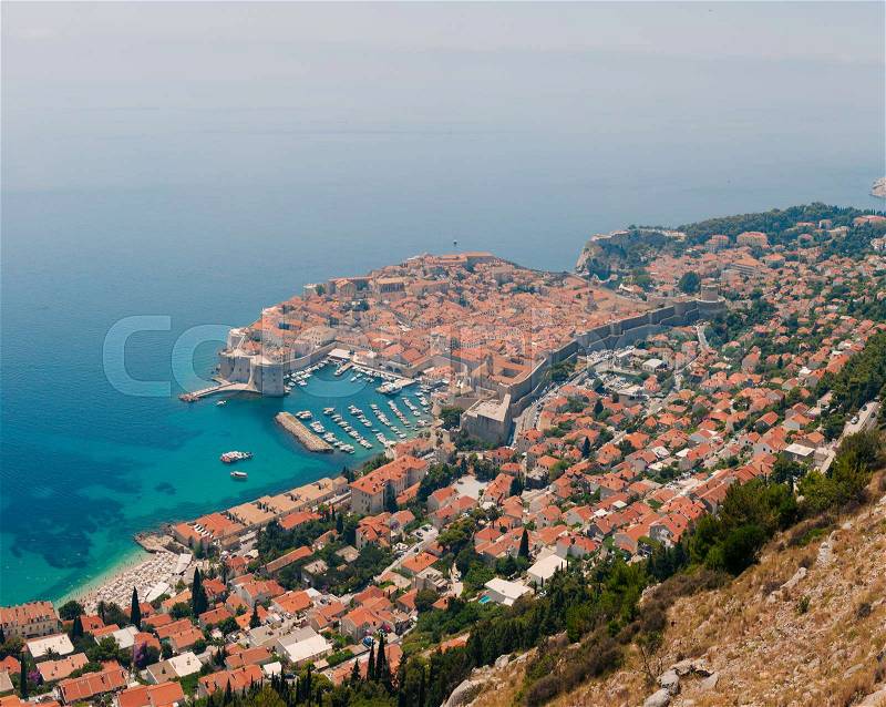 Dubrovnik Old Town view from the observation deck. Croatia, stock photo