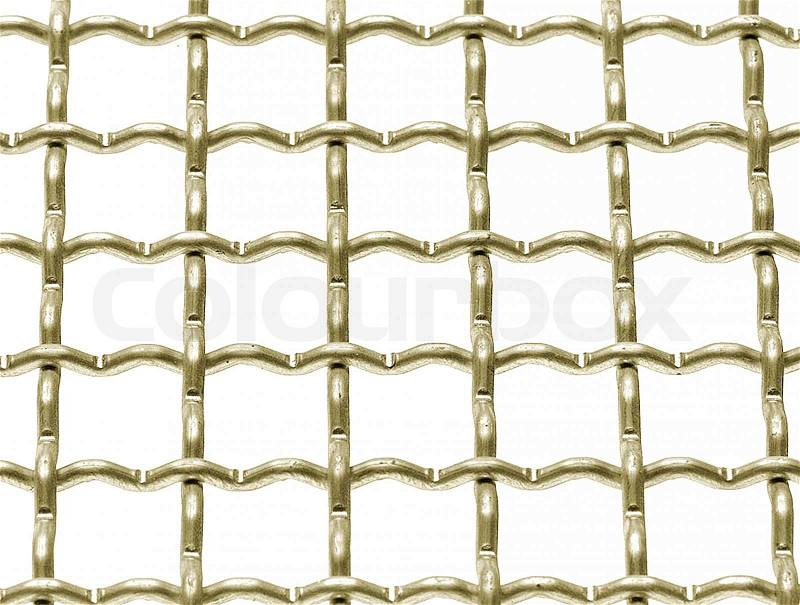 Metallic net on a white background, stock photo