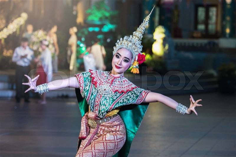 Khon is traditional dance drama art of Thai classical masked, this performance is Ramayana epic, stock photo