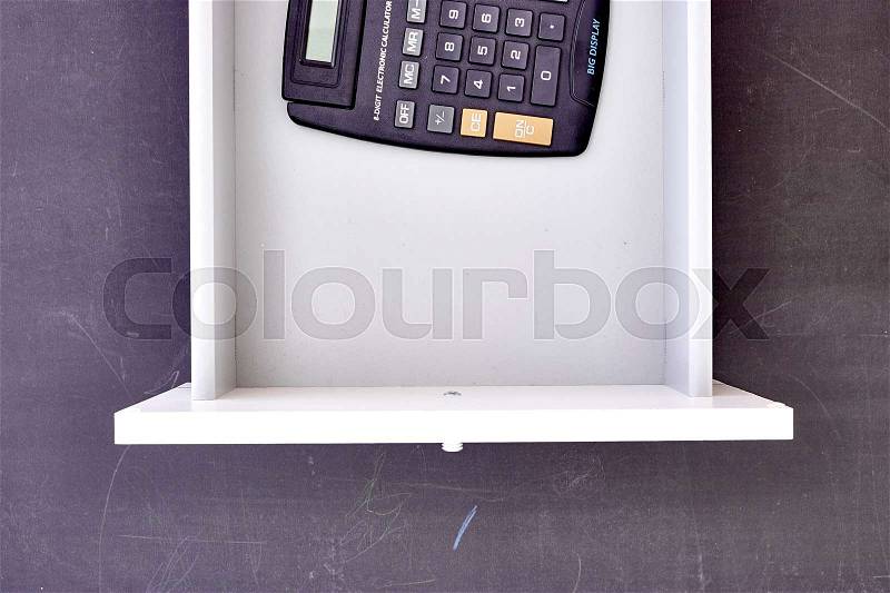A studio photo of a workplace office desk drawer, stock photo