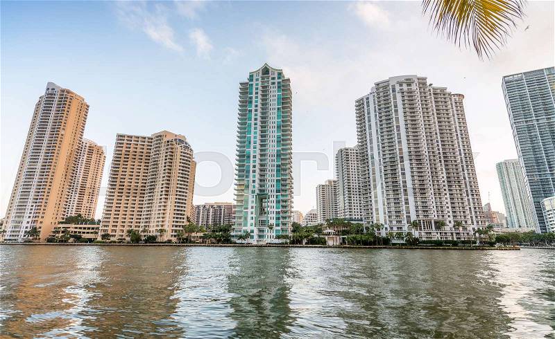 Buildings of Brickell Key in Miami, Florida - USA, stock photo