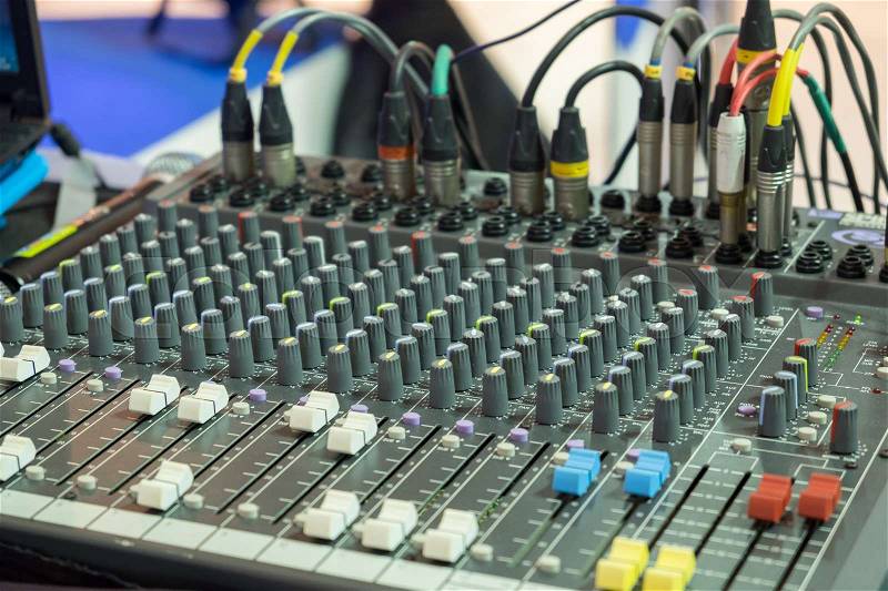 Sound music mixer control panel, Audio Mixing Board, stock photo
