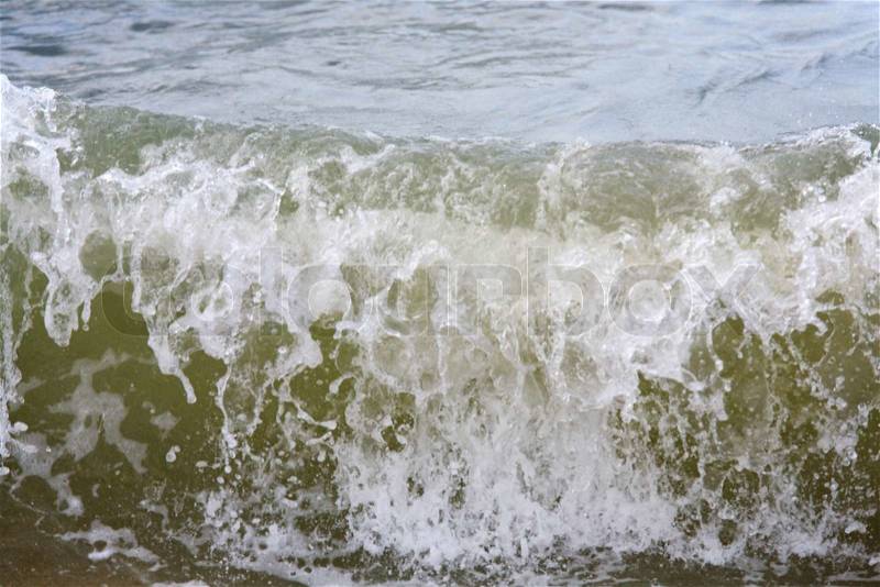 Sea surf great wave break on coastline (nature background), stock photo