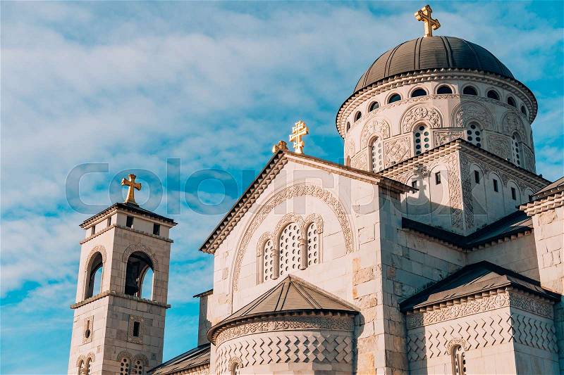 Church Cathedral of the Resurrection of Christ in Podgorica, Montenegro, the Balkans, the Adriatic Sea, stock photo