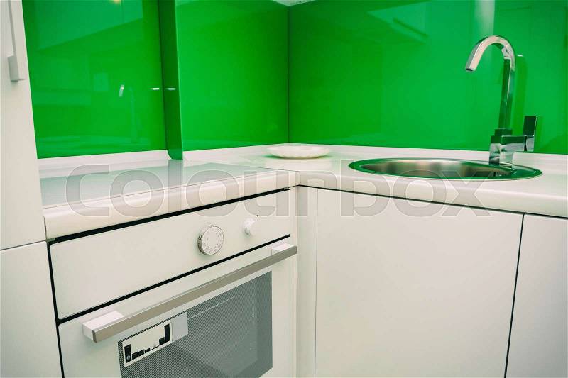 The oven in the kitchen. Stove with oven. The kitchen in the apartment, stock photo