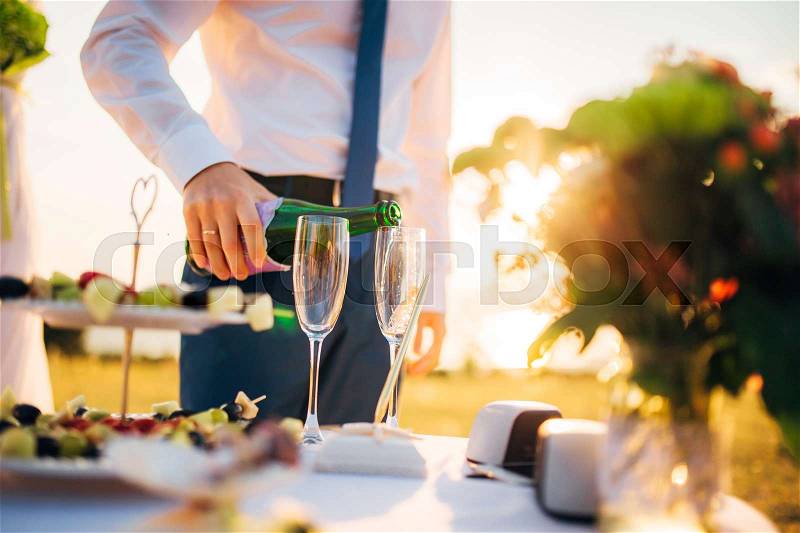 Wedding champagne. Wedding in Montenegro. Wedding tradition, stock photo