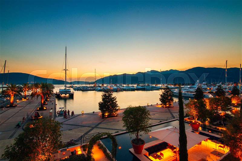 Elite marina for super yachts in Montenegro - Porto Montenegro in Tivat. The best marina of the world 2015-2016, stock photo