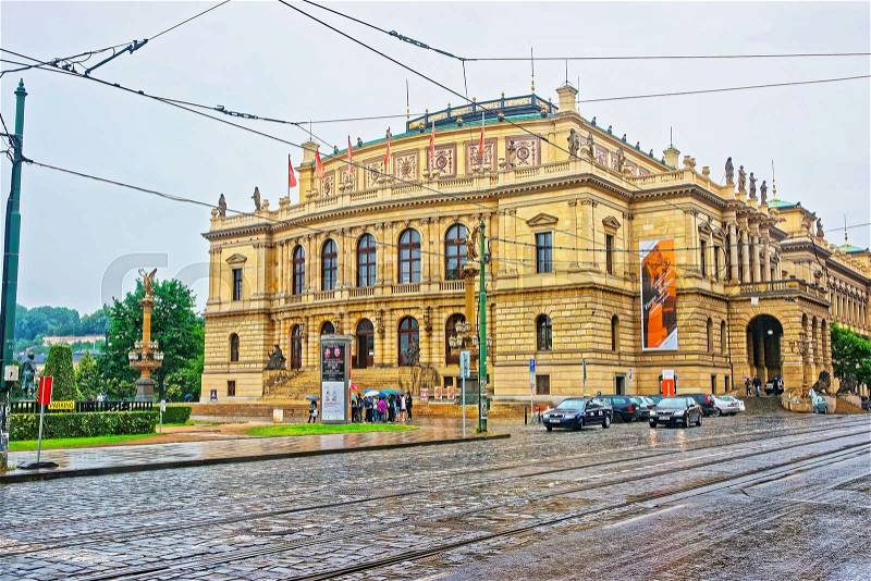 Prague, Czech Republic - June 10, 2012: Rudolfinum music and art building on Jan Palach Square in Prague, Czech Republic, stock photo