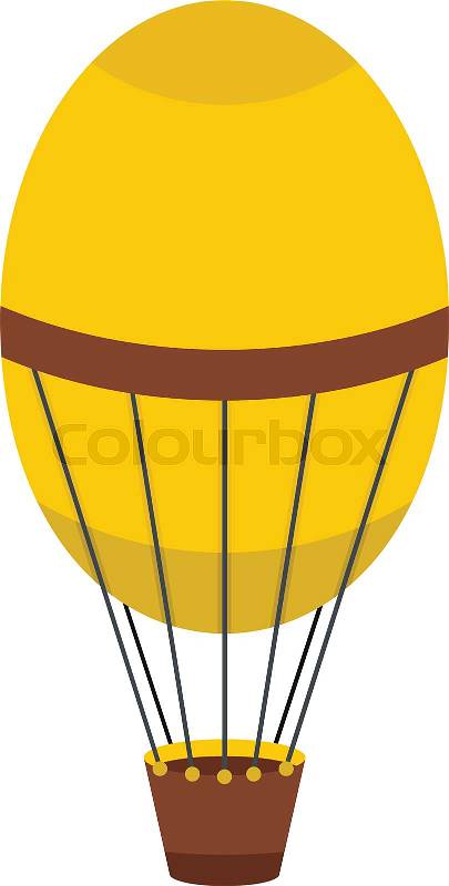 Retro hot air balloon icon flat isolated on white background vector illustration, vector