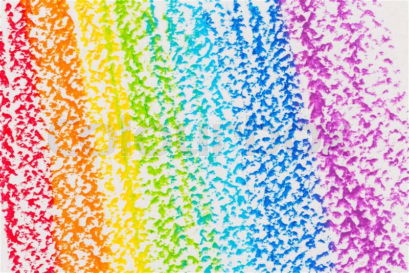 Hand drawn colorful oil pastel rainbow background. Crayon background, stock photo