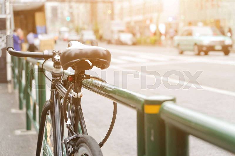 Bike Parking Side of The Street in Tokyo Japan, stock photo