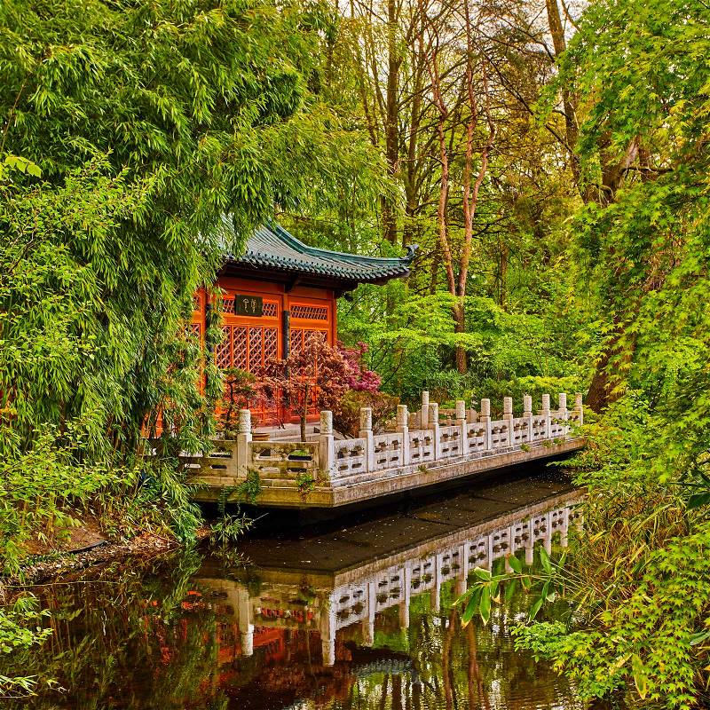 Asian garden. japanese zen garden, stock photo