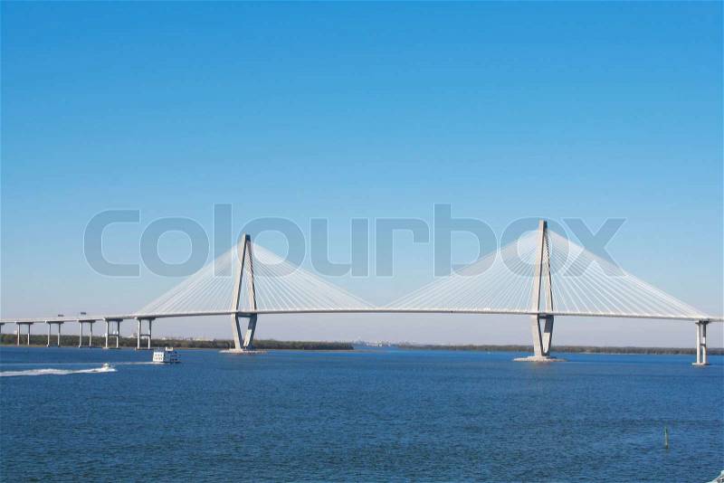 Arthur Ravenel Bridge in Charleston, USA, stock photo