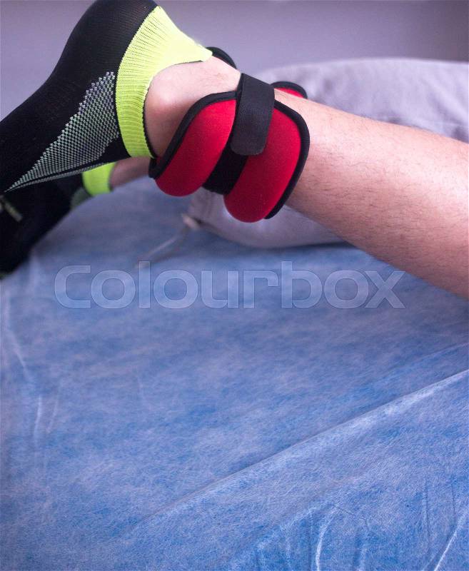 Physical therapy mecical clinic physiotherapy treatment for knee injury and rehabilitation after surgery, stock photo