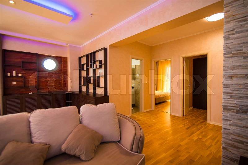 Design interior of the apartment. Residential Apartment. Hotel rooms, stock photo