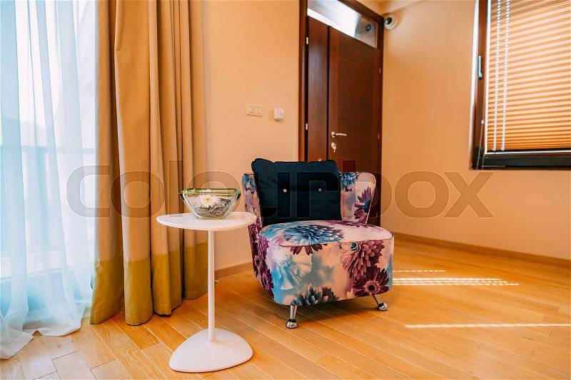 The chair in the apartment. Design interior of the apartment, stock photo