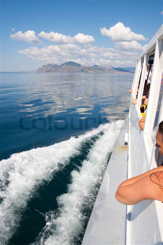 The view from the side of a excursion ship, stock photo