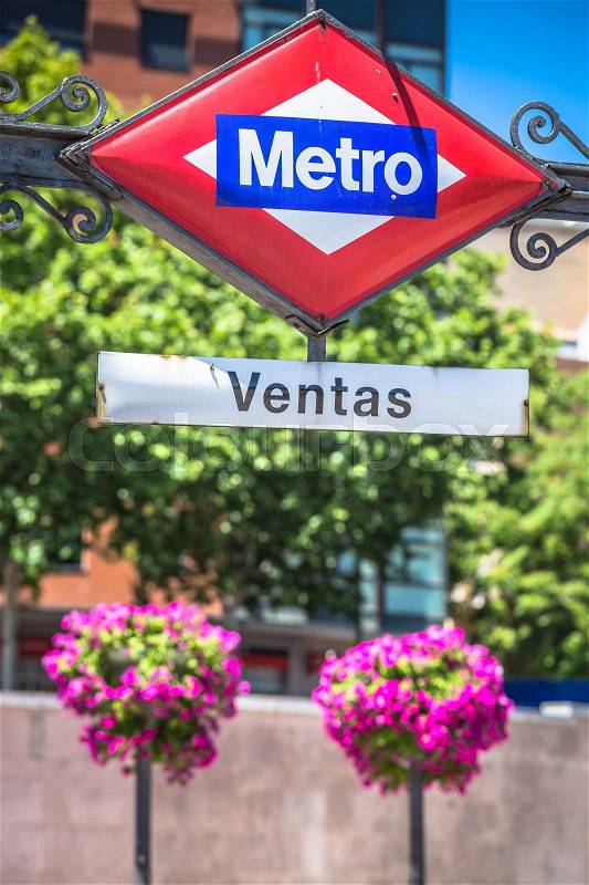 Ventas Metro Station Sign in Madrid Spain, stock photo